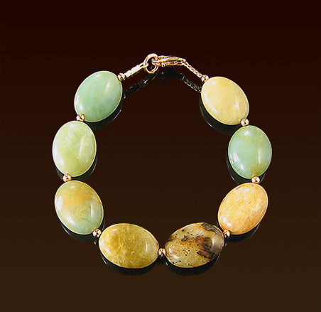 Smooth agate gemstones bracelet, lobster clasp
